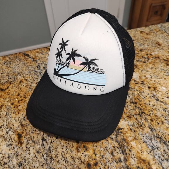 Billabong Women's Across Waves Adjustable Trucker Hat with Mesh Back Black Sands - Picture 1 of 7